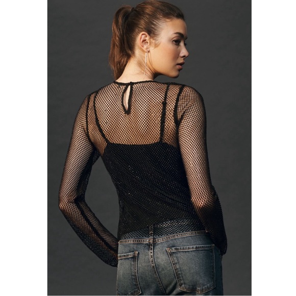 Anthropologie Long Sleeve Beaded Top NEW - Picture 2 of 2